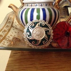 Malachite Sterling Silver And Black Onyx Artisan Crafted  Pin Brooch And Pendant